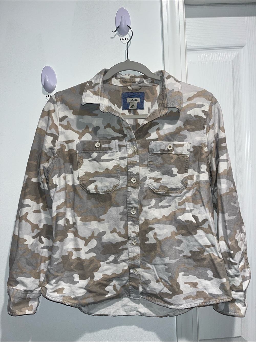 L.L. Bean Women's Camo Utility Jacket in Tan, White & Gray